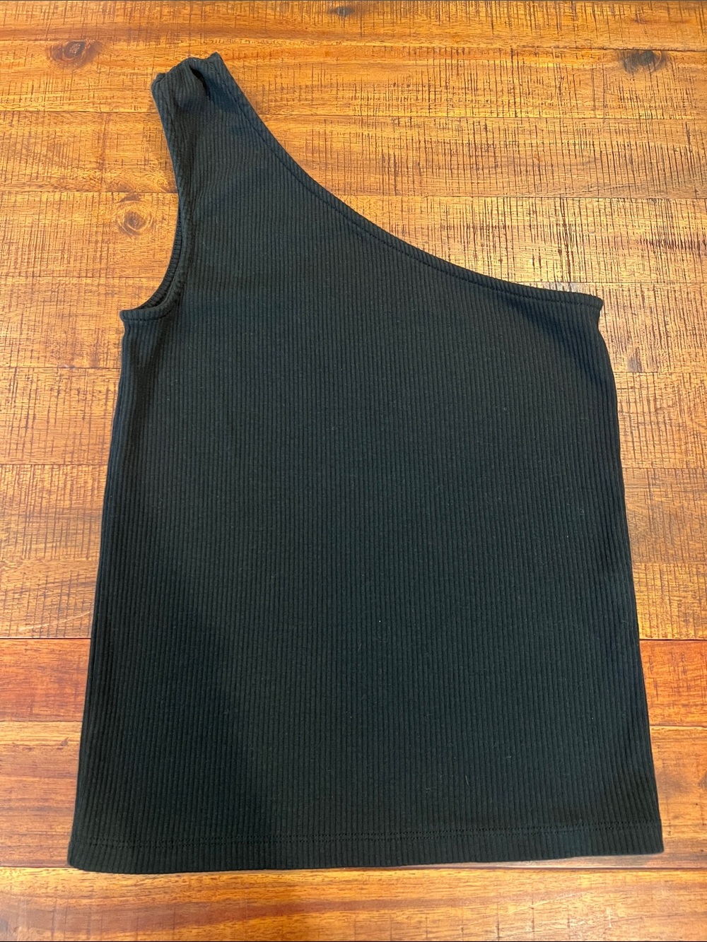 J. Crew One-Shoulder Black Ribbed Tank shirt